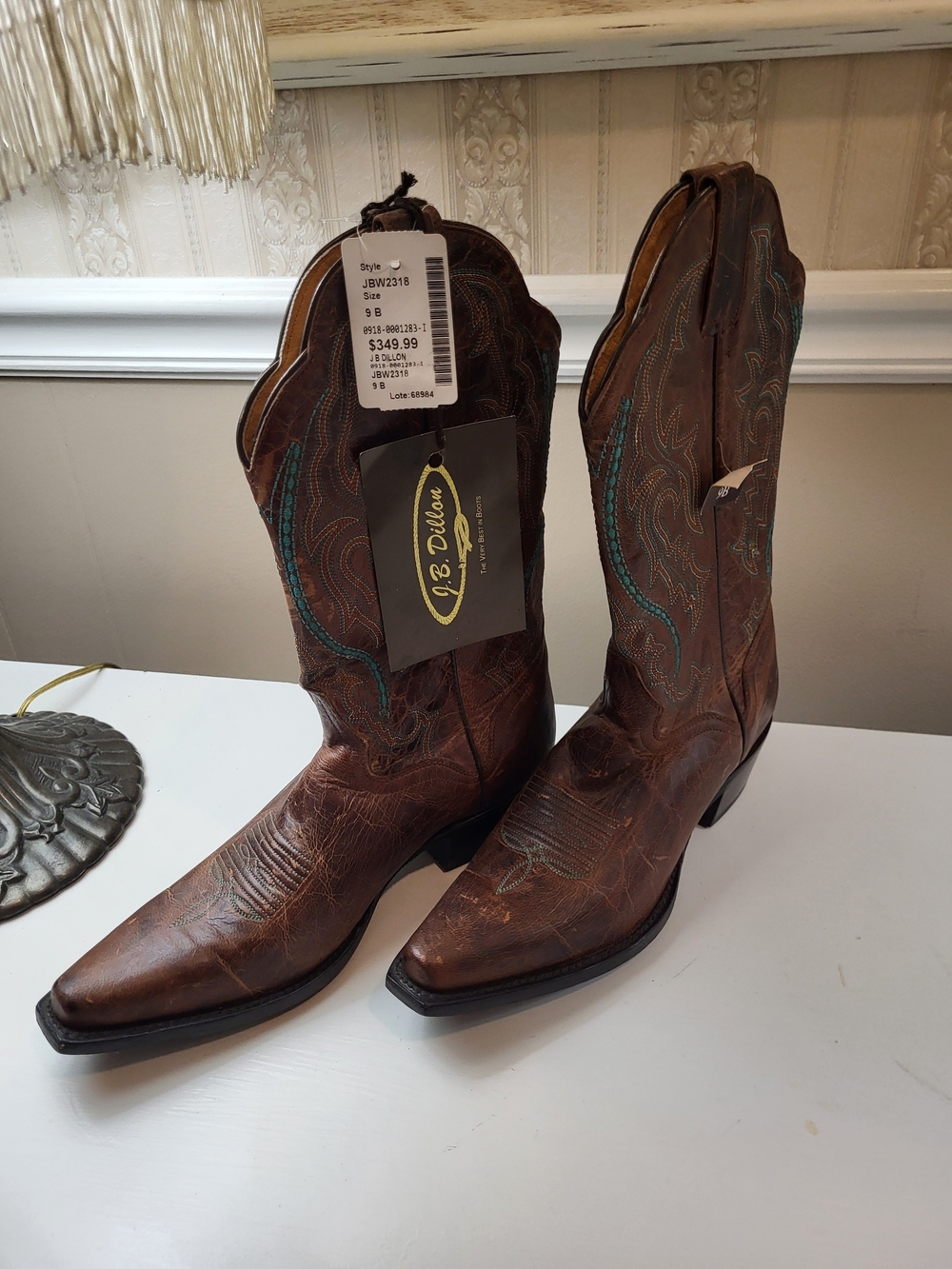 J.B. Dillon Women's Brown Leather Western Boots, Nwt Size 9